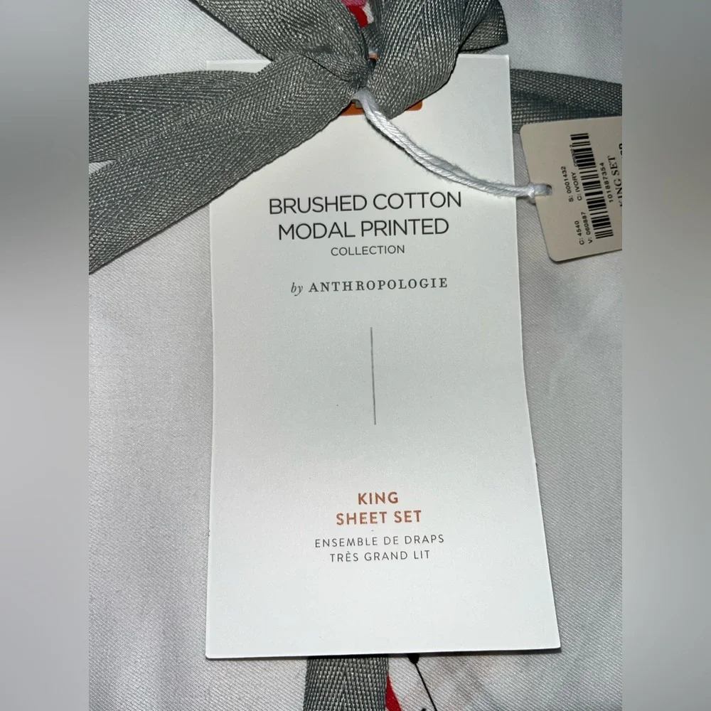 Anthropologie Cotton Modal Brushed Cozy Printed Sheet Set